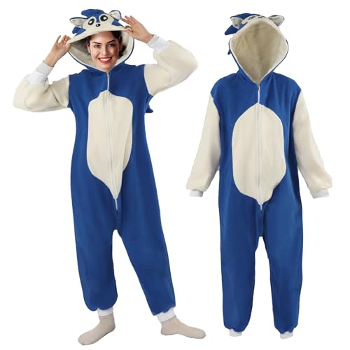 Sonic Igel-Kostüm für Erwachsene und Kinder, Sonic-Halloween-Einteiler, niedlicher Jumpsuit, Nachtwäsche für Familie (Erwachsene, XL) von AENEY