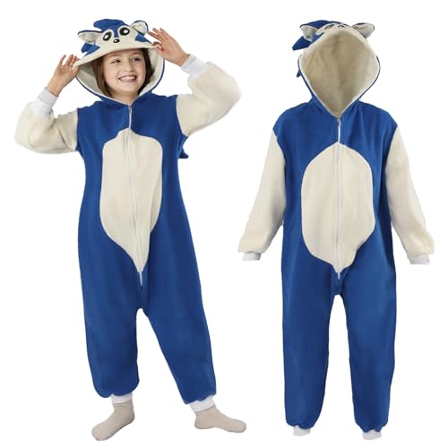 Sonic Igel-Kostüm für Erwachsene und Kinder, Sonic-Halloween-Einteiler, niedlicher Jumpsuit, Nachtwäsche für Familie (Kinder, groß) von AENEY