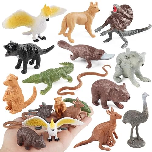 AENIMELY 12-teiliges Mini Australische Tierfiguren – Realistische Wildtiermodelle mit Känguru, Koala, Dingo, Krokodil, Python, Strauß – Lernspielzeug für Kinder, Kuchentopper, STEM-Spielset AENIMELY 12-teiliges Mini Australische Tierfiguren – Realistische Wildtiermodelle mit Känguru, Koala, Dingo, Krokodil, Python, Strauß – Lernspielzeug für Kinder, Kuchentopper, STEM-Spielset von AENIMELY
