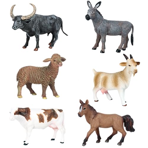 AENIMELY 6-teiliges Bauernhof-Tierset – Enthält Wasserbüffel, Esel, Schaf, Ziege, Kuh, braunes Pferd – Realistische pädagogische Modelle & Kuchentopper für Kinder AENIMELY 6-teiliges Bauernhof-Tierset – Enthält Wasserbüffel, Esel, Schaf, Ziege, Kuh, braunes Pferd – Realistische pädagogische Modelle & Kuchentopper für Kinder von AENIMELY