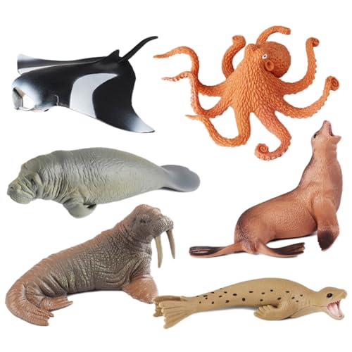 AENIMELY 6-teiliges Meeres-Tier-Set – Enthält Krake, Mantarochen, Seelöwe, Walross, Manati, Seebär – Realistische Meereslebewesen-Spielzeuge für Kinder, Kuchentopper, pädagogisches Geschenk AENIMELY 6-teiliges Meeres-Tier-Set – Enthält Krake, Mantarochen, Seelöwe, Walross, Manati, Seebär – Realistische Meereslebewesen-Spielzeuge für Kinder, Kuchentopper, pädagogisches Geschenk von AENIMELY