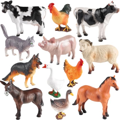 AENIMELY Bauernhoftier-Figuren mit 12 Lernkarten – hohles Schwein, Kuh, Henne, Ente, Hund, Gans, Pferd, Esel, Schaf, Katzenmodelle – Lernspielzeug-Set und Tortenaufsatz für Kinder, 12 Stück AENIMELY Bauernhoftier-Figuren mit 12 Lernkarten – hohles Schwein, Kuh, Henne, Ente, Hund, Gans, Pferd, Esel, Schaf, Katzenmodelle – Lernspielzeug-Set und Tortenaufsatz für Kinder, 12 Stück von AENIMELY