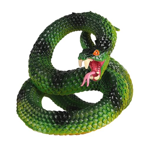 AENIMELY Große grüne Python-Schlangenfigur – Realistisches Tier-Spielzeug für Kinder – Halloween-Streich, Kuchentopper, Partydekoration, STEM-Lernmodell von AENIMELY