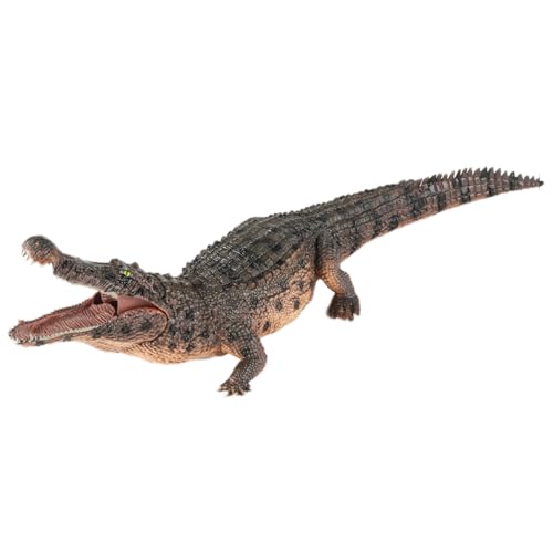 AENIMELY Große realistische braune Krokodilfigur – Großes Gator-Action-Modell mit bewegbarem Kiefer – Pädagogische Wildtierfiguren für Jungen – STEM-Spiel, Geburtstagsgeschenk für Kinder von AENIMELY