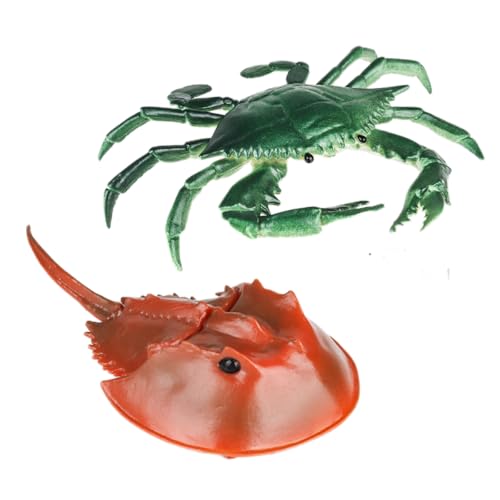 AENIMELY Krebs und Pfeilschwanzkrebs Figuren – 2-teiliges realistisches Meereslebewesen-Spielzeug für Kinder – Pädagogisches Tierspielzeug für Bildung, Kuchentopper, Geburtstagspartydekorationen von AENIMELY