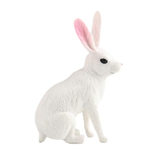AENIMELY Langohriger weißer Hase – Realistisches festes Kaninchen-Spielzeugmodell – Pädagogisches Tier-Spielzeug, Oster-Kuchen-Dekoration für Kinder von AENIMELY
