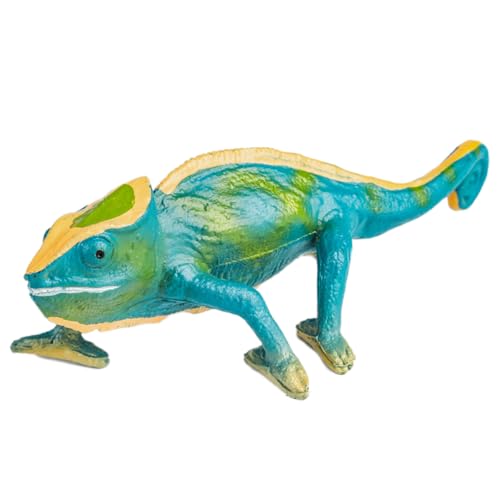 AENIMELY Realistische Blaue Chamäleonfigur – Feste Reptilien-Tierfiguren für Kinder – Pädagogisches STEM-Spielzeug, Natur-Display, Wissenschafts-Klassenzimmer-Dekoration von AENIMELY