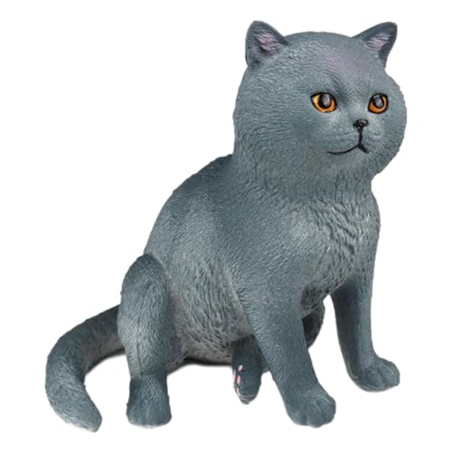AENIMELY Realistische Blaue Katzenfigur – Große Feste Plastik-Kurzhaarkatzenfigur für Kinder – Pädagogische Tierfiguren, Kuchentopper, Schreibtisch-Dekorationsgeschenk von AENIMELY