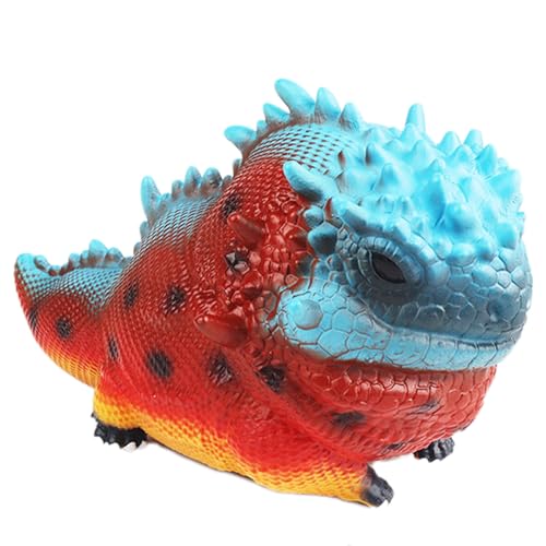 AENIMELY Realistische Blaue Leguanfigur – Weiche Gummi-Eidechsen-Tierfiguren für Kinder – Sensorisches Fidget-Stress-Relief-Spielzeug, Pädagogische Reptilienfigur von AENIMELY