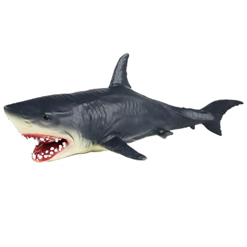 AENIMELY Realistische Große Weiche Gummi-Blaue Megalodon-Figur – Lernspielzeug, Meerestier Modell, Meeresleben Figur, Party-Dekoration für Kinder von AENIMELY