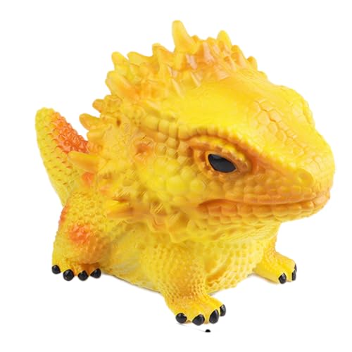 AENIMELY Realistische gelbe Leguanfigur – Weiche Gummi-Eidechsen-Tierfiguren für Kinder – Sensorisches Fidget-Stress-Relief-Spielzeug, Pädagogische Reptilienfigur von AENIMELY