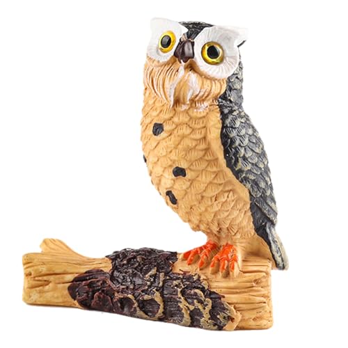 AENIMELY Stehende Eulenfigur – Realistisches festes Vogelmodell auf Baumstumpf – Pädagogisches Wildtier-Spielzeug, Weihnachts-Kuchentopper, Zuhause-Dekoration für Kinder von AENIMELY