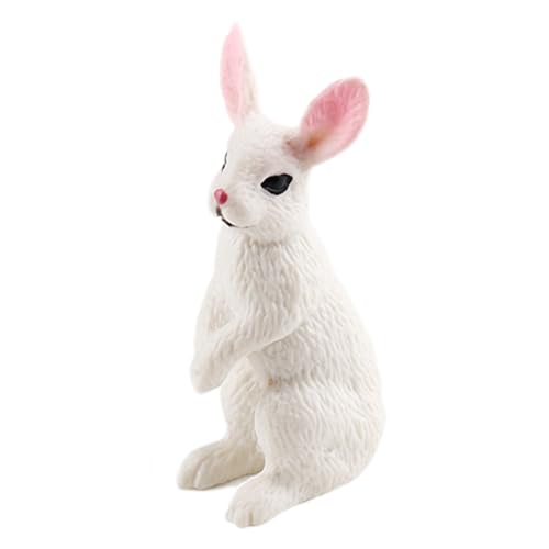 AENIMELY Weiße Hasenfigur (Stehend) – Realistisches Kaninchenmodell-Spielzeug – Feste Tier-Kuchentopper, Oster-Dekoration für Kinder von AENIMELY