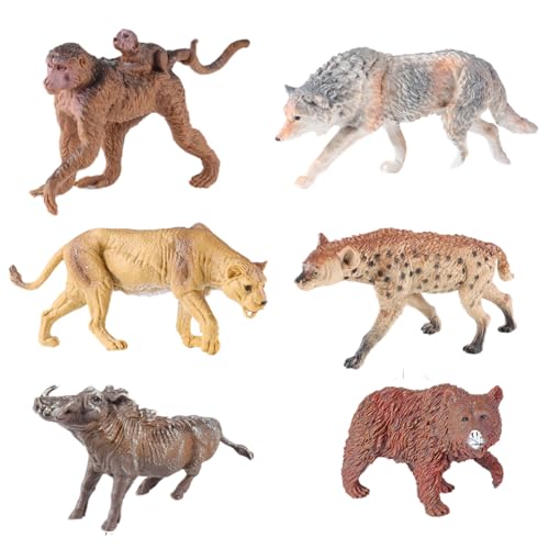 AENIMELY Wildtier-Figuren – 6-teiliges Hohle Dschungel-Tiere mit Äffchen, Grauwolf, Löwe, Hyäne, Warzenschwein, Braunbär – Pädagogisches Spielzeug, Kuchentopper, Geschenke für Kinder AENIMELY Wildtier-Figuren – 6-teiliges Hohle Dschungel-Tiere mit Äffchen, Grauwolf, Löwe, Hyäne, Warzenschwein, Braunbär – Pädagogisches Spielzeug, Kuchentopper, Geschenke für Kinder von AENIMELY