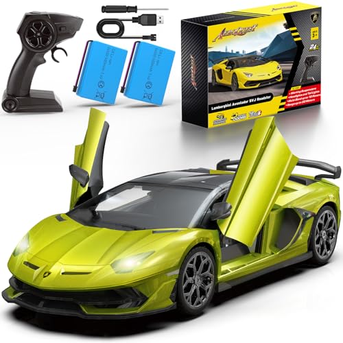 AEROQUEST 1:14 Lamborghini Ferngesteuertes Auto,2.4GHz Offiziell Lizenziertes Lamborghini RC Autos mit Fernbedienung & Scheinwerfer für Jungen Mädchen Geburtstagsgeschenke,Grün von AEROQUEST