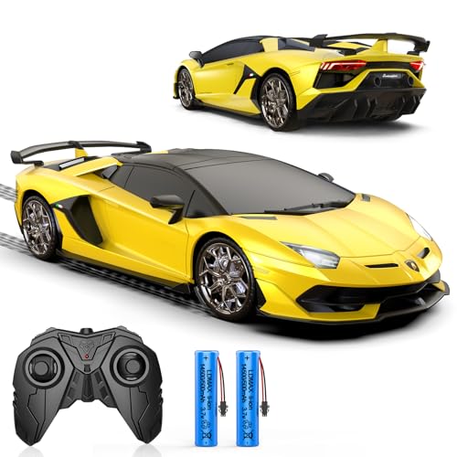 AEROQUEST 1:16 Lamborghini Ferngesteuertes Auto,2.4GHz Offiziell Lizenziertes Lamborghini RC Autos mit Fernbedienung & Scheinwerfer für Jungen Mädchen Geburtstagsgeschenke,Gelb von AEROQUEST