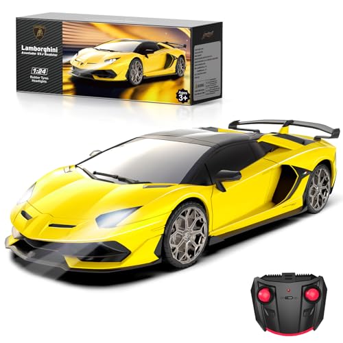 AEROQUEST Lamborghini Offiziell Lizenziertes RC Auto, Maßstab 1:24 Elektrischer Sport Racing Hobby Spielzeugauto Lamborghini Modellfahrzeug für Jungen Mädchen Geburtstagsgeschenke, Gelb AEROQUEST Lamborghini Offiziell Lizenziertes RC Auto, Maßstab 1:24 Elektrischer Sport Racing Hobby Spielzeugauto Lamborghini Modellfahrzeug für Jungen Mädchen Geburtstagsgeschenke, Gelb von AEROQUEST
