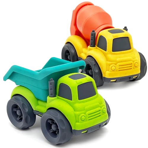 AESTEMON Sandspielzeug ab 1 Jahr, Sandkasten Spielzeug Kipplaster & Betonmischer LKW Kinder Kinderspielzeug ab 1 2 Jahre, Indoor Outdoor Auto Spielzeug Baby Geschenk Junge 1 2 3 Jahre, 2-Pack von AESTEMON