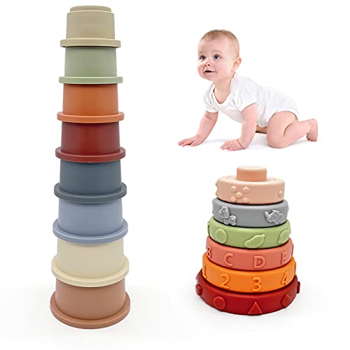 AESTEMON Baby Spielzeug ab 6 Monate, Stapelturm Stapelbecher Montessori Spielzeug ab 1 Jahr, Motorikspielzeug Babyspielzeug 6 8 9 Monate 1 2 3 Jahre Jungen & Mädchen Geschenk von AESTEMON