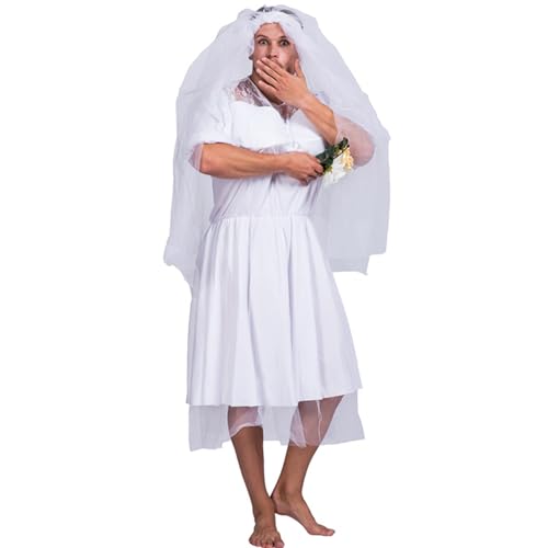 AEVIDKZOP Halloween Frontmann Kostüm für Herren, Hochzeitskleid, Sissy Kleid, Brautkostüm, Junggesellenabschieds Outfit, Spitze, Fasching, Bad Taste, Weiß, Einheitsgröße AEVIDKZOP Halloween Frontmann Kostüm für Herren, Hochzeitskleid, Sissy Kleid, Brautkostüm, Junggesellenabschieds Outfit, Spitze, Fasching, Bad Taste, Weiß, Einheitsgröße von AEVIDKZOP