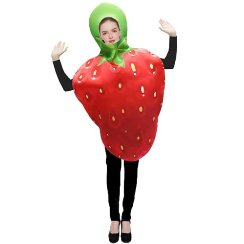 AEVIDKZOP Kostüm Outfit Herren und Damen, Erdbeerform Farbe Kleid, Retro Karneval Trainingsanzug, Fasching, Bad Taste, Jogginganzug Outfit, Partykleidung von AEVIDKZOP