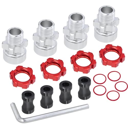 12mm bis 17mm Keilrad-Sechskant-Nabenadapter for Traxxas Slash 2wd Rustler Stampede Bandit 4WD 4X4 RC-Auto-Upgrade-Teile(Rood) von AFCAHEH