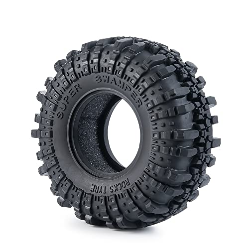 2,2 Zoll Gummireifen 1,9 Radreifen mit Schaumstoffeinlagen for 1/10 RC Rock Crawler Auto Axial Wraith 90048 SCX10 TRX4 TRX6 D90(1.9inch-1PCS) von AFCAHEH