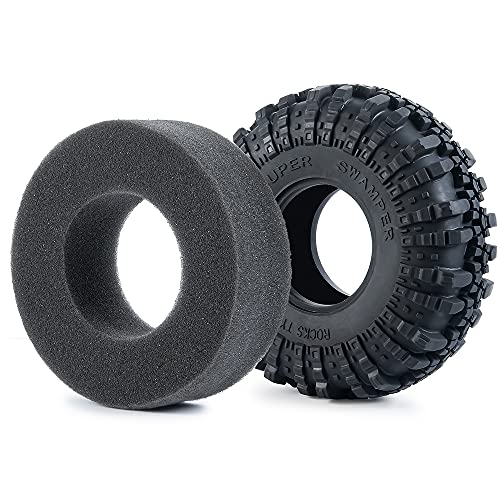 2,2 Zoll Gummireifen 1,9 Radreifen mit Schaumstoffeinlagen for 1/10 RC Rock Crawler Auto Axial Wraith 90048 SCX10 TRX4 TRX6 D90(1.9inch-2PCS) von AFCAHEH