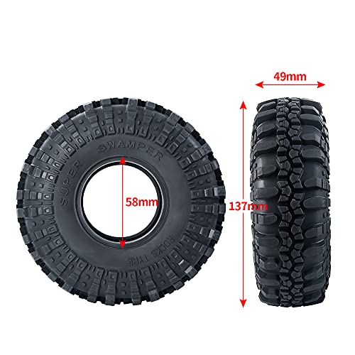 2,2 Zoll Gummireifen 1,9 Radreifen mit Schaumstoffeinlagen for 1/10 RC Rock Crawler Auto Axial Wraith 90048 SCX10 TRX4 TRX6 D90(2.2inch-2PCS) von AFCAHEH