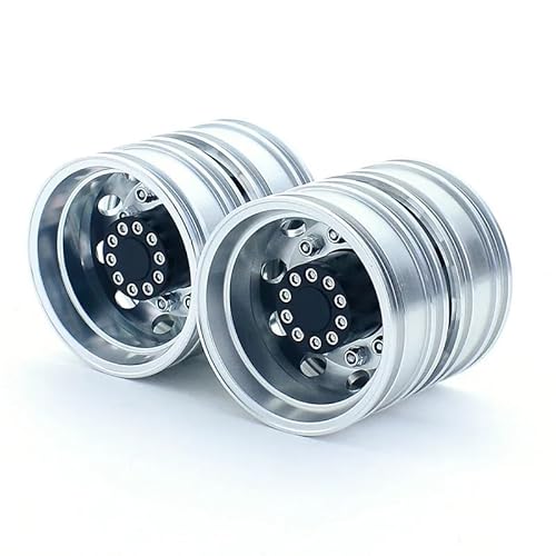 2 stücke Metall Upgrade Hinten Doppel Räder Hub Felge for 1/14 Tamiya RC LKW Scania 770S R620 Volvo FH16XL Actros Man TGX LESU Auto(A 2pcs) von AFCAHEH