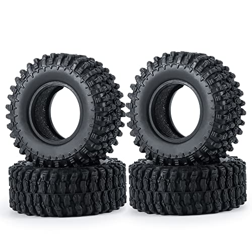 4 STÜCKE 1,0 "Weichgummi All Terrain Radreifen 50 * 20/54 * 23mm for 1/24 RC Crawler Auto Axial SCX24 1/18 TRX4M Upgrade Reifen(50x20mm) von AFCAHEH