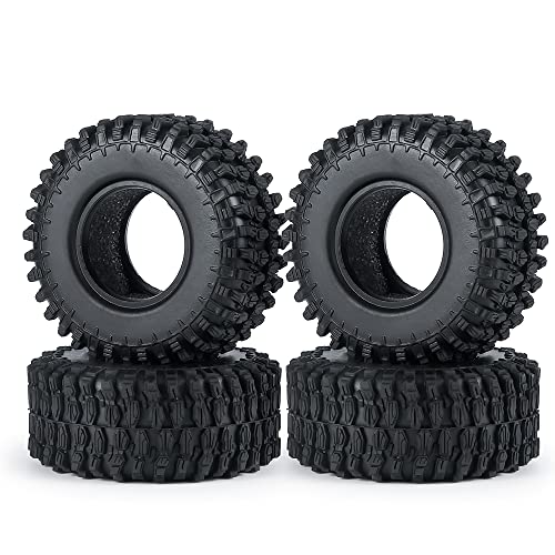 4 STÜCKE 1,0 "Weichgummi All Terrain Radreifen 50 * 20/54 * 23mm for 1/24 RC Crawler Auto Axial SCX24 1/18 TRX4M Upgrade Reifen(54x23mm) von AFCAHEH