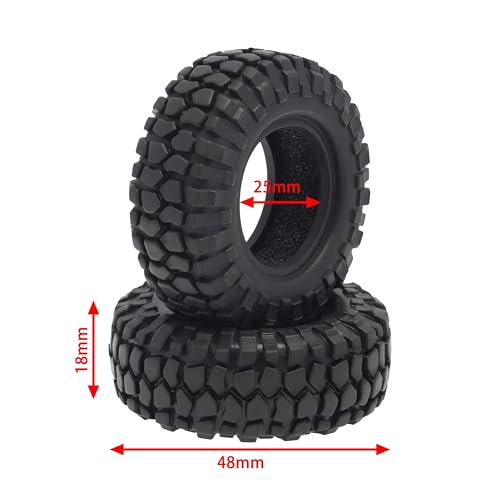 4 STÜCKE 48mm 1,0 Weiche Gummiradreifen Reifen for 1/24 RC Crawler Auto Axial SCX24 90081 AXI00002 Upgrade Teile(B-53mm) von AFCAHEH