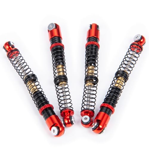 4 STÜCKE 53mm Stoßdämpfer Aluminium Gewinde Tele Dämpfer Upgrades for 1/24 RC Auto Axial SCX24 JLU Gladiator Micro Crawler(Style A-Red) von AFCAHEH