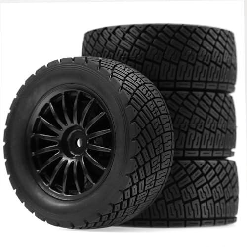 4 STÜCKE 80 MM Rally Gummireifen Felgensatz Kompatibel for 1/10 Off-Road RC Auto HSP 94177 HPI WR8 Flux Rally(4pcs Black) von AFCAHEH