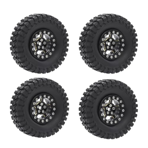 4 STÜCKE Schwarz Beschichtung Messing 1,0 Zoll Radnabenfelgen Mit Reifen for RC Crawler Auto Axial 1/24 SCX24 1/18 TRX4M Upgrade Teile(Set-B) von AFCAHEH