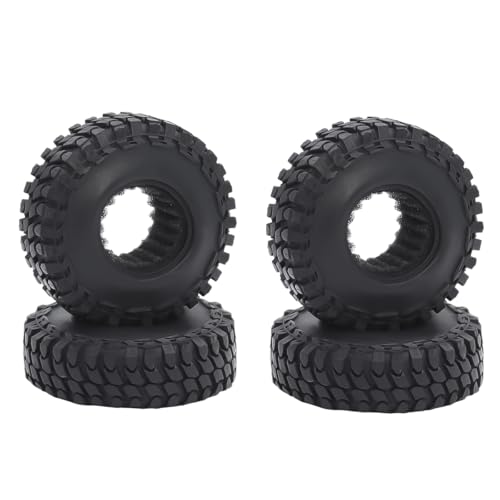 4 STÜCKE Schwarz Beschichtung Messing 1,0 Zoll Radnabenfelgen Mit Reifen for RC Crawler Auto Axial 1/24 SCX24 1/18 TRX4M Upgrade Teile(Tires) von AFCAHEH