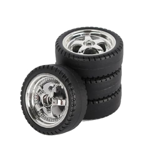 4 Stück 33 mm RC Drift Reifen Rad Hartreifen for LDRC AE86 A86 A86P LD1801 1/18 RC Auto Upgrade Zubehör RC Teile, 1(Silver) von AFCAHEH