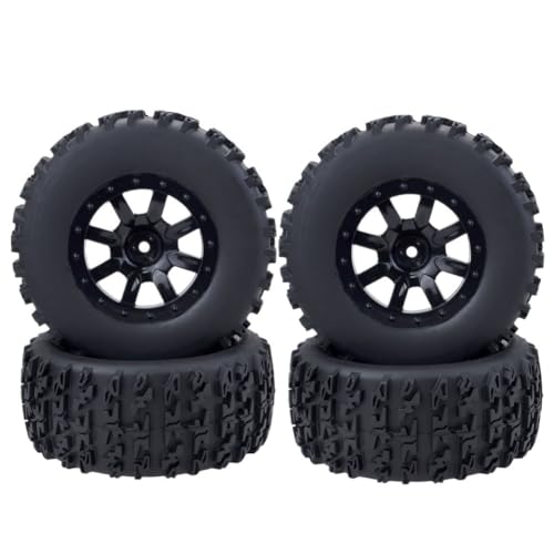 4 Stück Short Course Truck Reifen RC Auto Räder Hex Adapter 12mm Reifen 110mm for 1/10 Wltoys Traxxas Off-Road Auto Slash HPI VKAR Rot(10042) von AFCAHEH