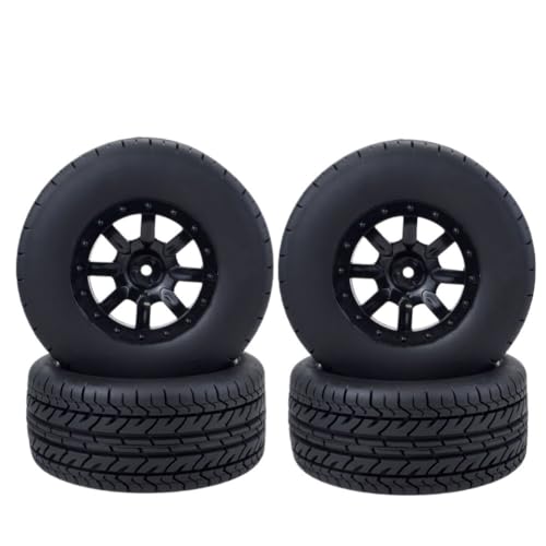 4 Stück Short Course Truck Reifen RC Auto Räder Hex Adapter 12mm Reifen 110mm for 1/10 Wltoys Traxxas Off-Road Auto Slash HPI VKAR Rot(10044) von AFCAHEH