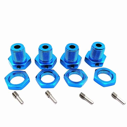 4 stück Auto Upgrade Metall Rad Hex Hub 17mm Reifen Adapter Mutter 5mm for 1/10 Skala Modelle Hobby Traxxas(Blauw) von AFCAHEH