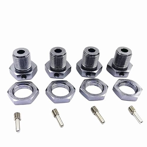 4 stück Auto Upgrade Metall Rad Hex Hub 17mm Reifen Adapter Mutter 5mm for 1/10 Skala Modelle Hobby Traxxas(Titanium) von AFCAHEH