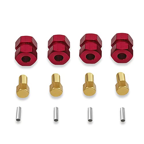 4PCS Erweiterte Rad Hex Adapter mit Muttern for 1/24 RC Crawler Auto Axial SCX24 AX24 Upgrade Teile(Rood) von AFCAHEH