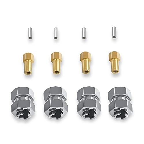4PCS Erweiterte Rad Hex Adapter mit Muttern for 1/24 RC Crawler Auto Axial SCX24 AX24 Upgrade Teile(Titanium) von AFCAHEH