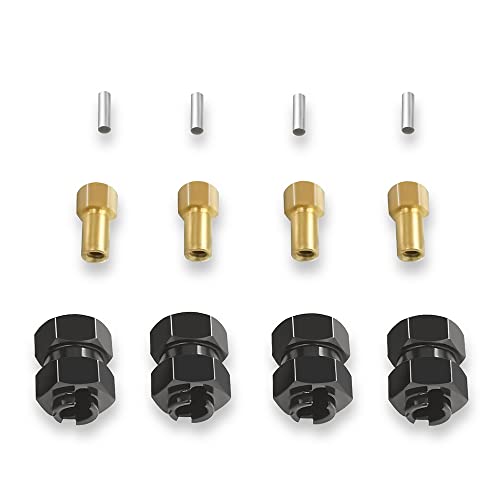 4PCS Erweiterte Rad Hex Adapter mit Muttern for 1/24 RC Crawler Auto Axial SCX24 AX24 Upgrade Teile(Zwart) von AFCAHEH