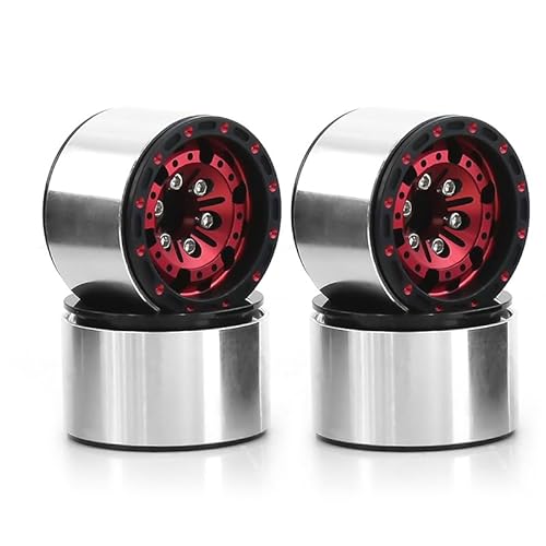 4PCS TRX4M 1 Zoll Metallräder Upgrade Nabenfelge for 1/18 RC Crawler Auto Traxxas TRX4-M Defender Bronco Axial SCX24 FMS Upgrade(4pcs C Red) von AFCAHEH