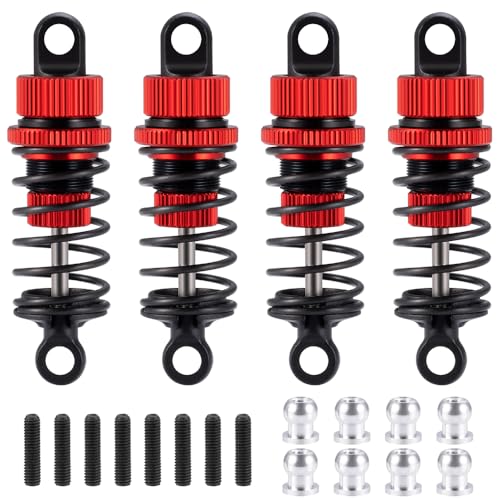 4Pcs Aluminium Legierung Öl Stoßdämpfer Dämpfer Set for Tamiya TT02 1/10 RC Drift Auto Upgrade Teile(Rood) von AFCAHEH