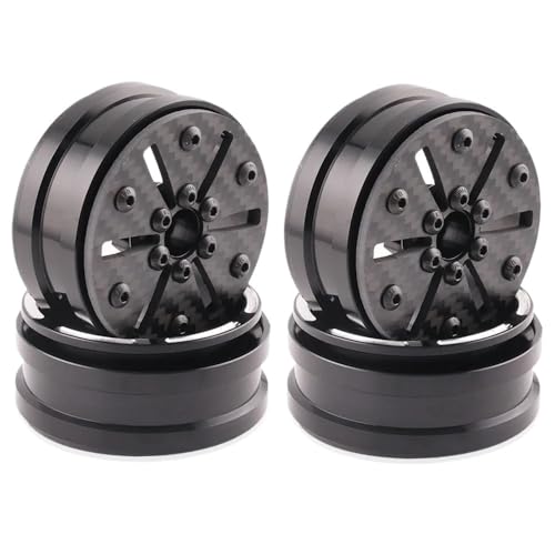 4Pcs Carbon Fiber 1,9 Zoll Beadlock Felge Rad Hub for 1/10 RC Crawler Auto Axial SCX10 TRXS(B) von AFCAHEH