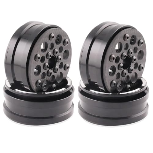 4Pcs Carbon Fiber 1,9 Zoll Beadlock Felge Rad Hub for 1/10 RC Crawler Auto Axial SCX10 TRXS(E) von AFCAHEH
