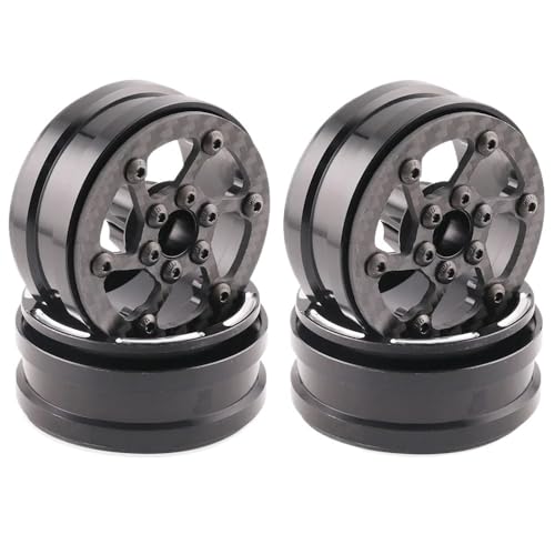 4Pcs Carbon Fiber 1,9 Zoll Beadlock Felge Rad Hub for 1/10 RC Crawler Auto Axial SCX10 TRXS(F) von AFCAHEH